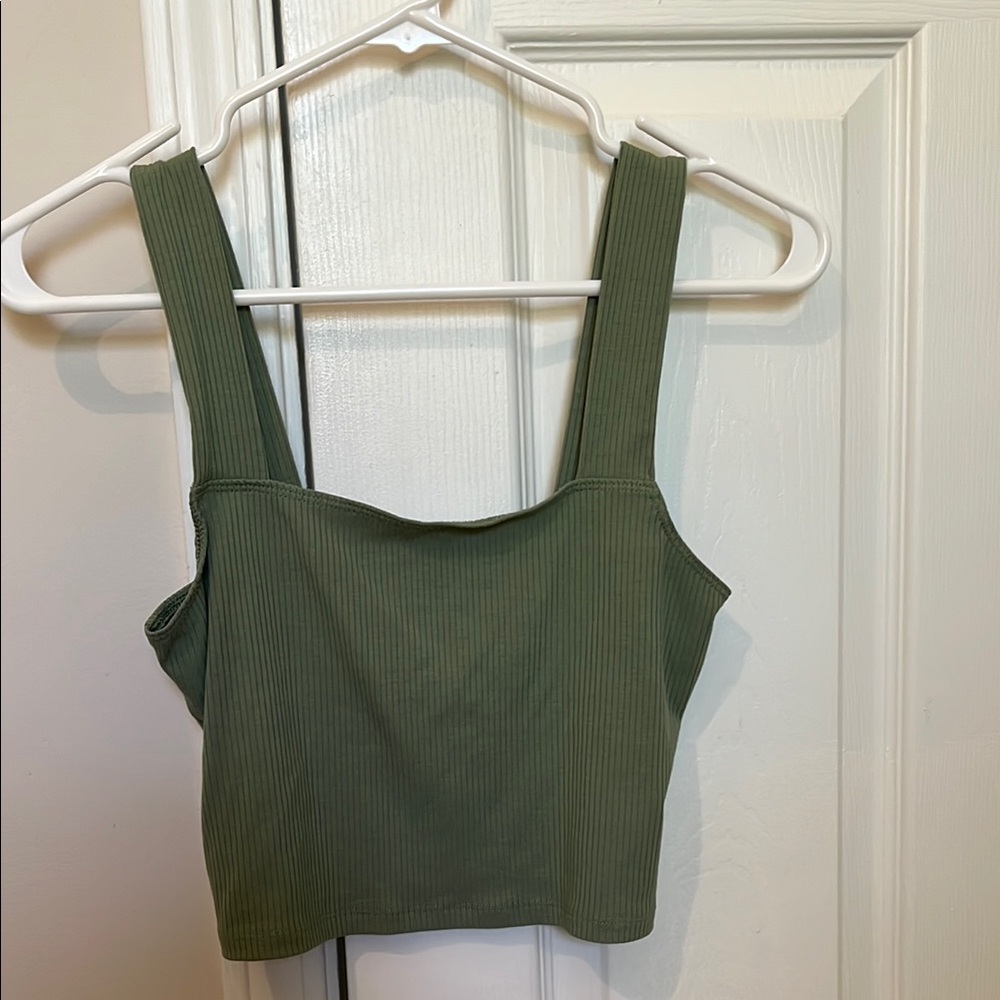 American Eagle  Green Ribbed Women's squareneck Top